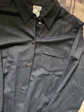 MONDI Men's Black Button-Up Shirt (96% Virgin WOOL) Made In POLAND